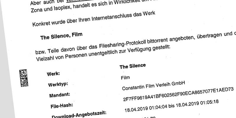 The Silence Abmahnung Waldorf Frommer