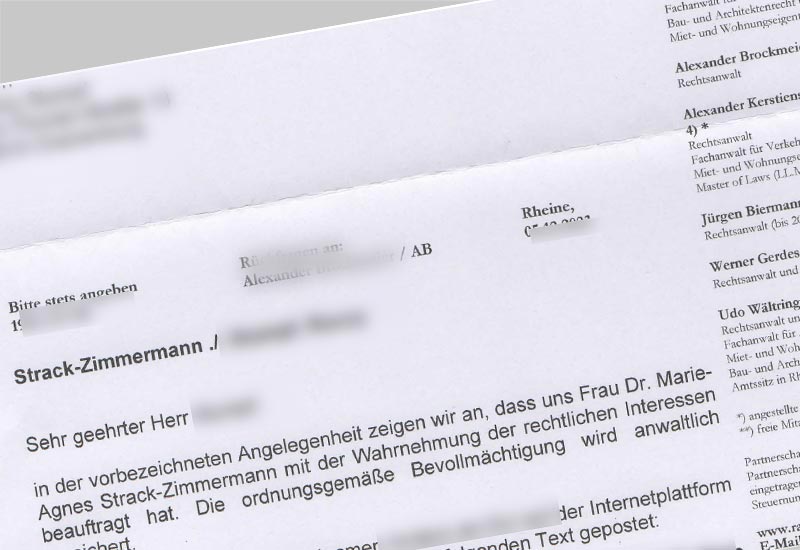 Abmahnung Strack-Zimmermann